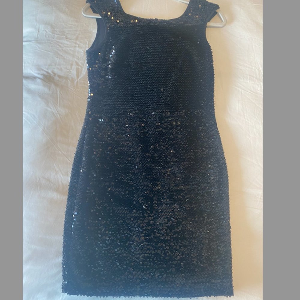 Lipsy London Black Sequin Backless Mini Dress